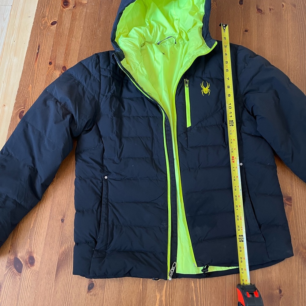 Spyder Kids Black and Neon Yellow Puffer Jacket